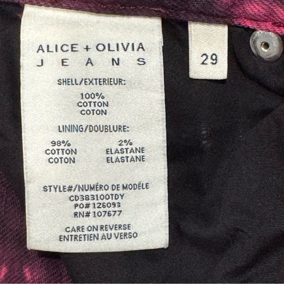 Alice+Olivia Genevieve distressed baggy jeans in a pink and black tie-dye - Picture 7 of 8